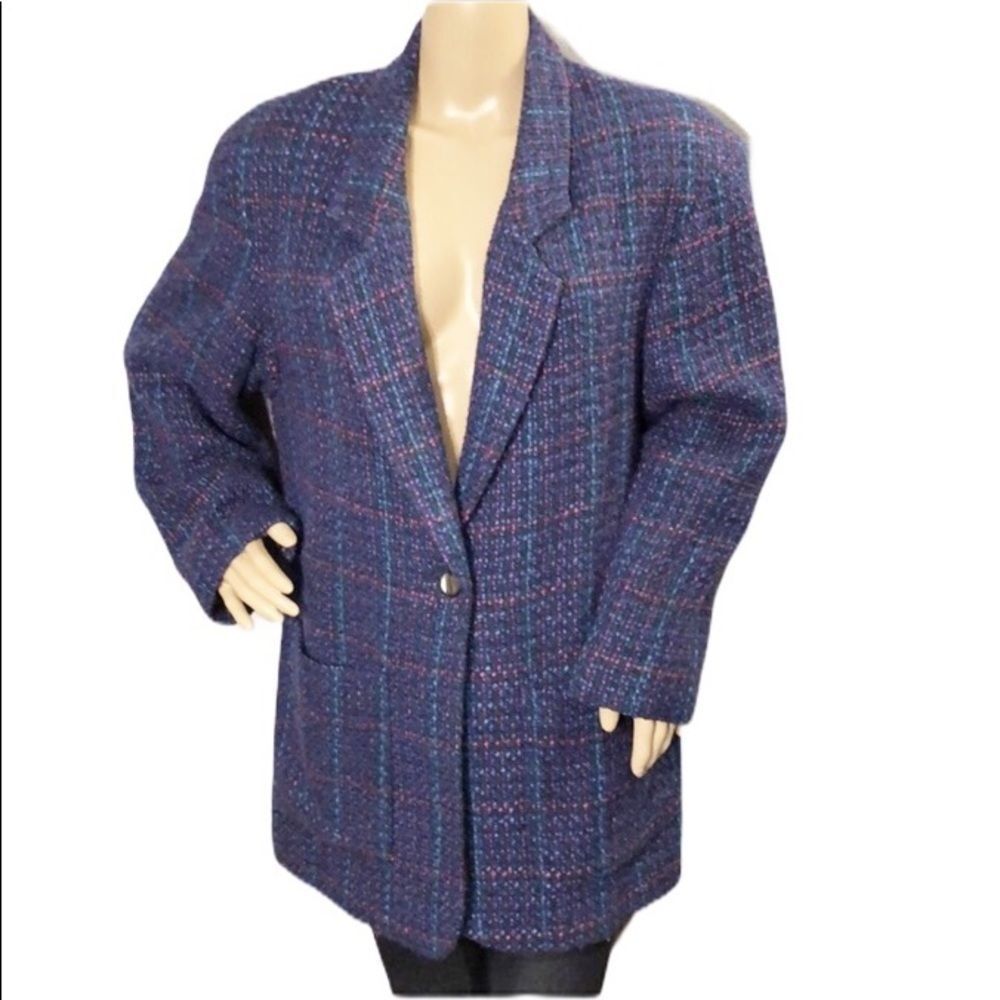 Vintage Significance Oversize Tweed Blazer Part Wool 12